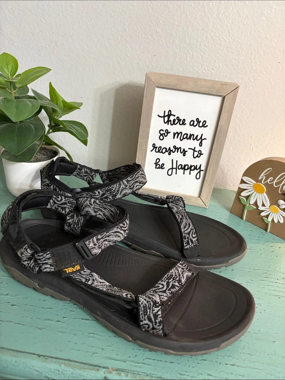 Black Patterned Mens Teva Sport Sandals